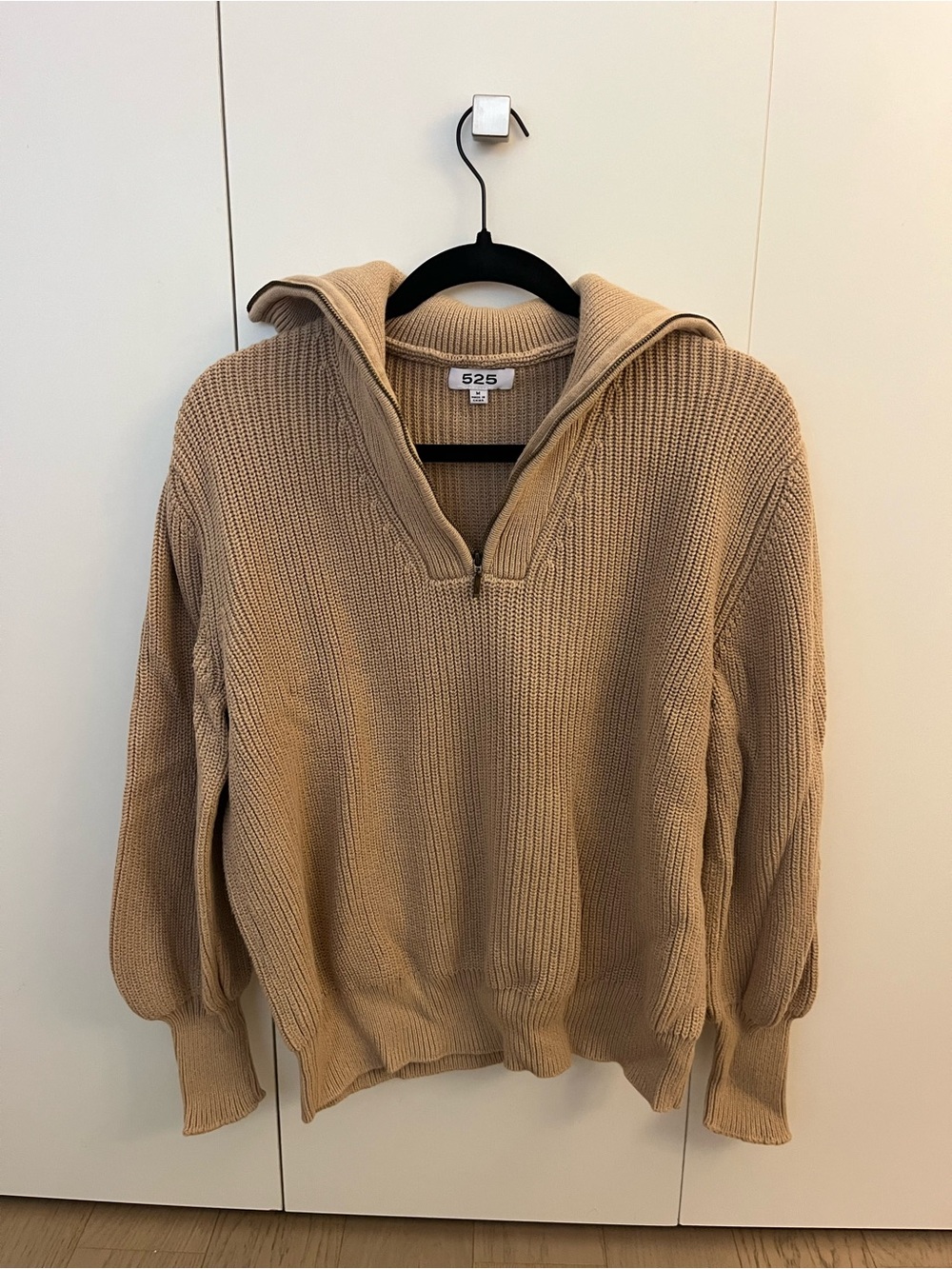 525 America Tan Half-Zip Knit Sweater